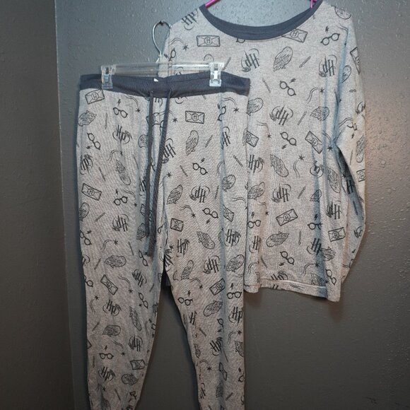 Wizarding World Harry Potter Womens Cozy 2 Piece Pajama Set Gray Size Medium - Picture 2 of 8